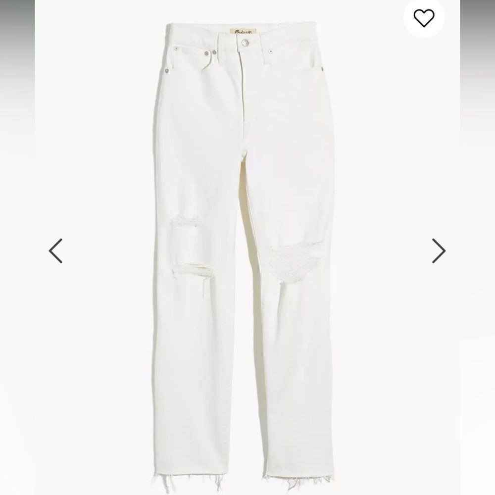 Madewell The Perfect Vintage Straight Jean in Tile White: Ripped-Knee Ed…